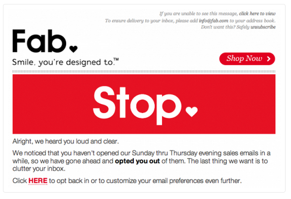 Fab opt-out email