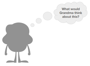 gray cartoon image with thought bubble what would grandma thing about this?